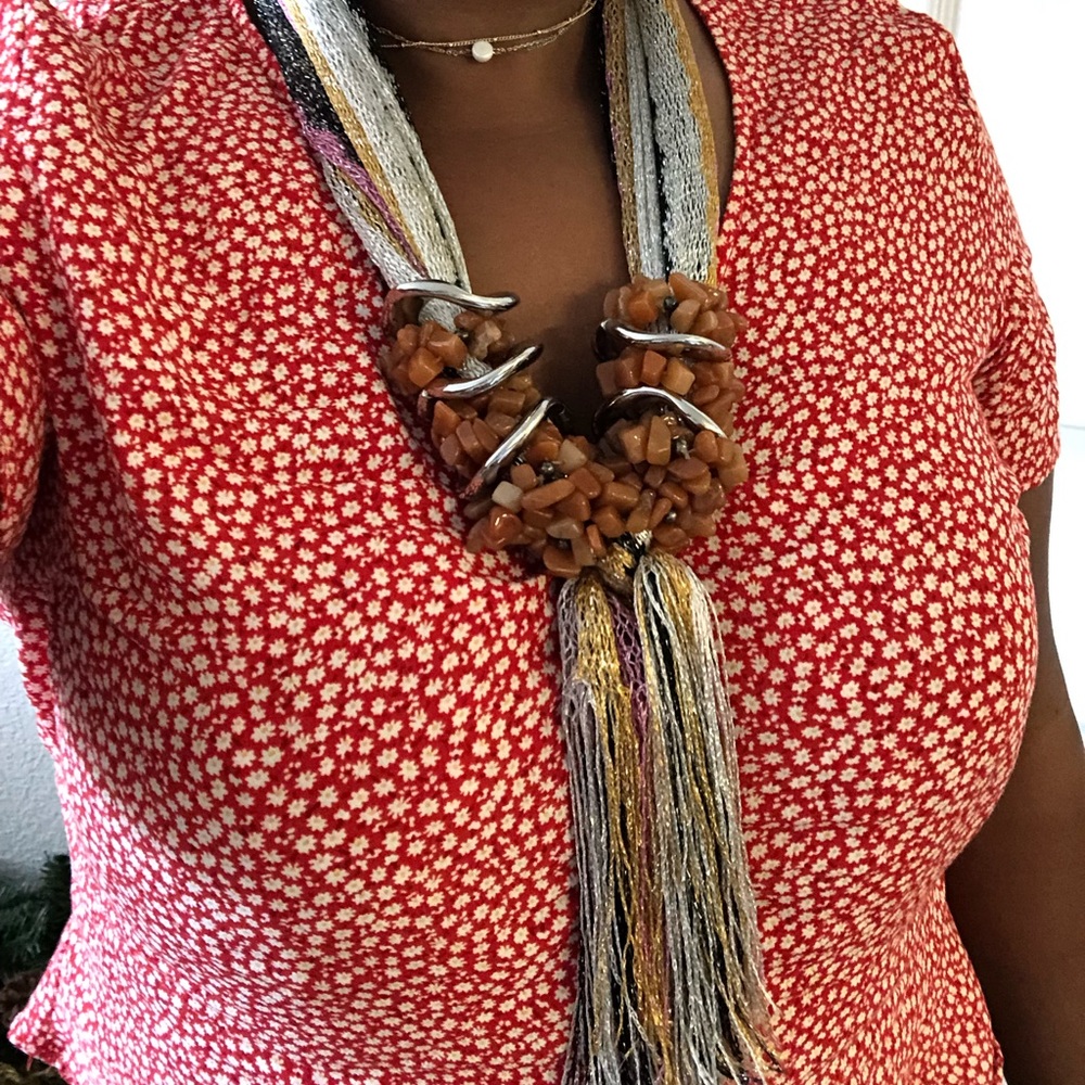 Handmade multicolored scarf necklace